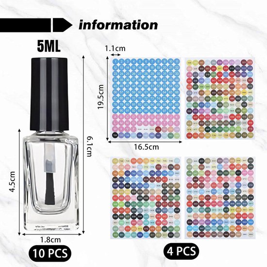 10 stuks 15 ml lege glazen nagellakflessen met borstel en zwarte dop navulbare ronde doorzichtige nagellakflesjes opslagcontainers voor nail art maak je eigen nagellak