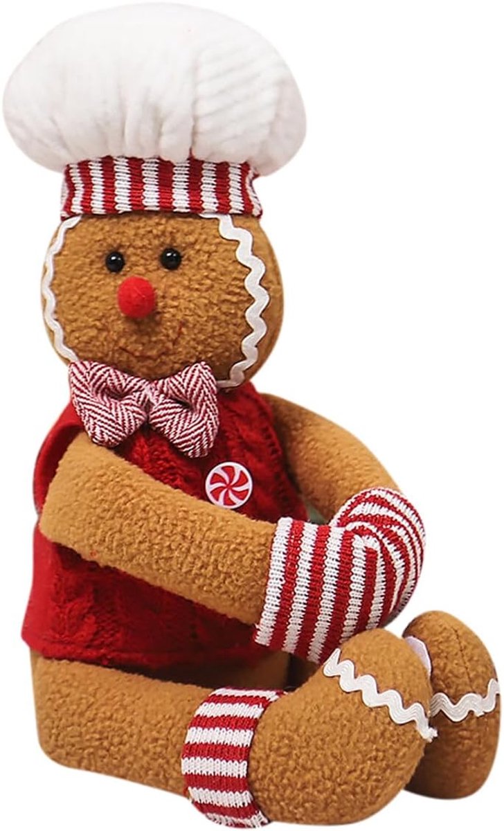 Gingerbread Man - Wine Bottle Decoratie - Kerstmis - Pluche Gingerbread Knuffel Versiering voor Kerstboom - Wijnfles Ornamenten