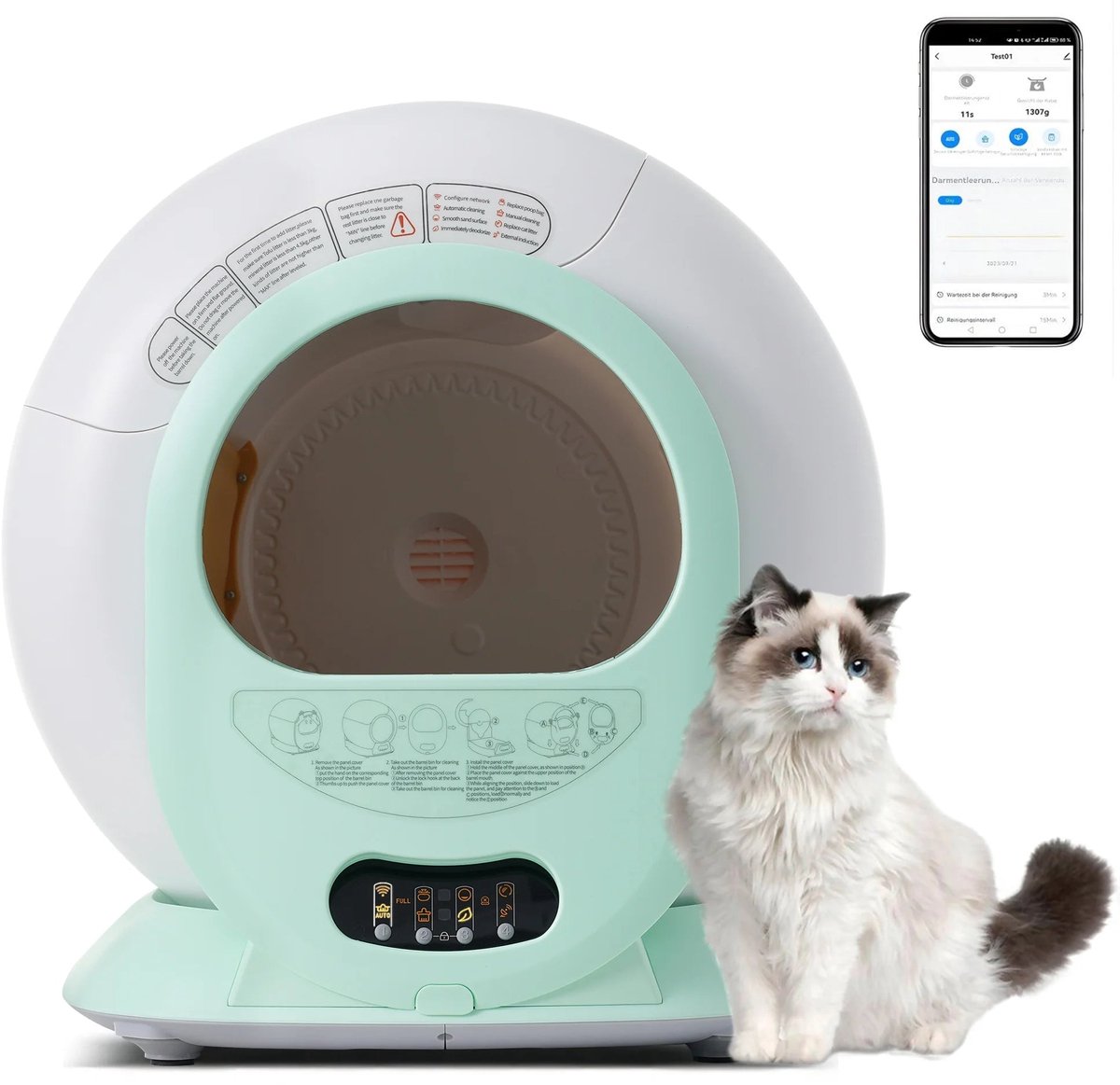 Kattentoilet – Kattenbak – Kattentoilet Zelfreinigend – Automatische Kattenbak – Kattenbak Met App – Slim Ontwerp – 9L Grote Capaciteit Kattentoilet – Kattenbak – Kattentoilet Zelfreinigend – Automatische Kattenbak – Kattenbak Met App – Slim Ontwerp – 9L Grote Capaciteit