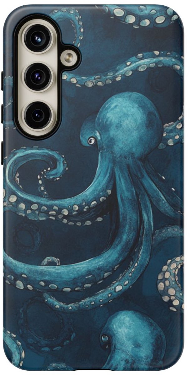 Blauwe Kraken Tentakels Patroon – Telefoonhoesje Geschikt voor Galaxy S24 Plus