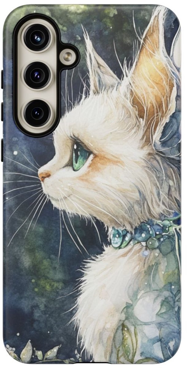 Aquarel Sprookjeskat met Vleugels – Telefoonhoesje Geschikt voor Galaxy S24 Plus