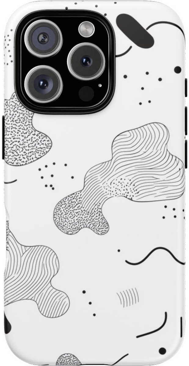 Abstract Zwart-Wit Minimalistisch Patroon – Telefoonhoesje Geschikt voor iPhone 16 Pro
