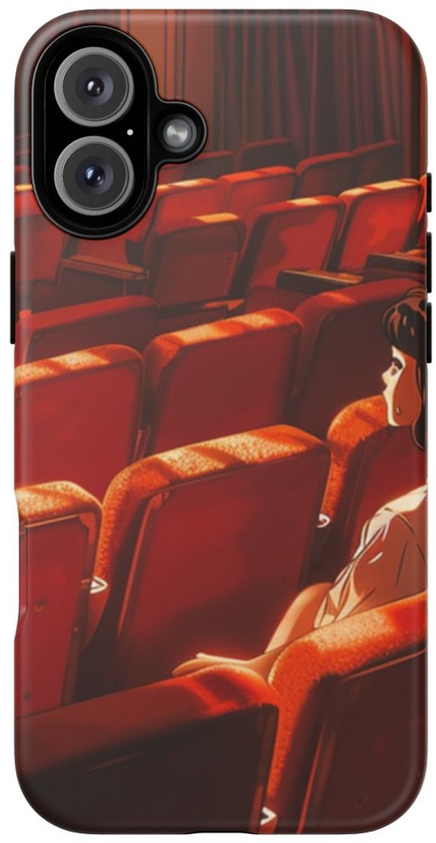 Meisje Alleen in Rood Theater – Telefoonhoesje Geschikt voor iPhone 16 Plus