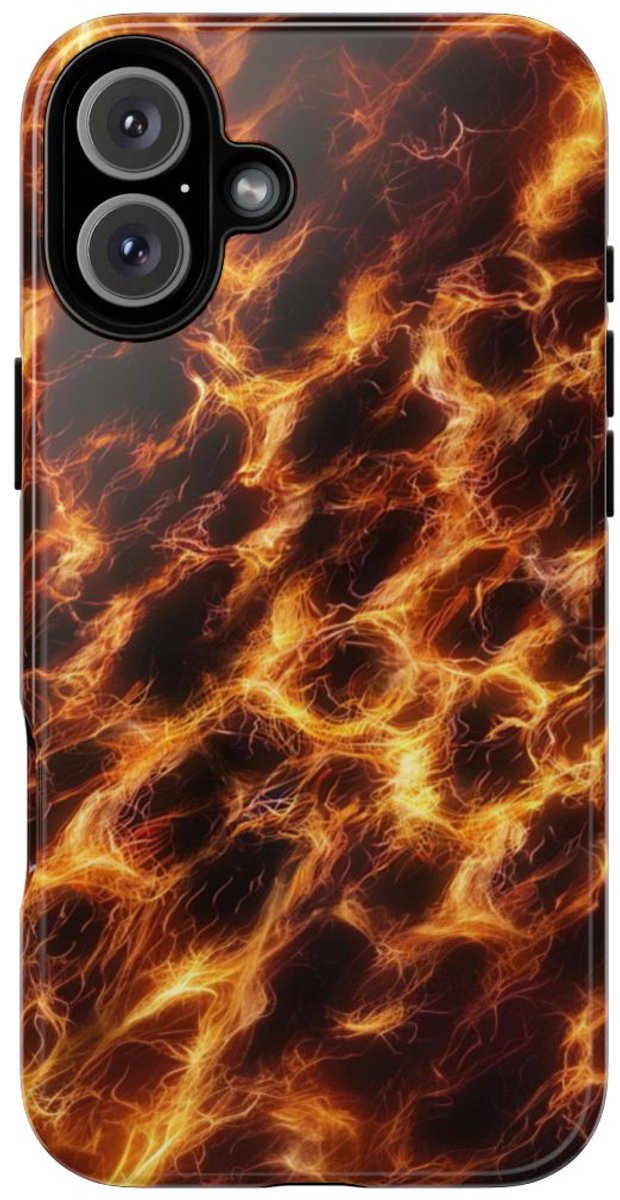 Gloeiende Vezelstructuur met Vurige Lijnen – Telefoonhoesje Geschikt voor iPhone 16 Plus