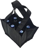 Relaxdays flessentas, 9 flessen, flessendrager voor wijn, bier, boodschappentas HBD 45x24x24 cm, beige