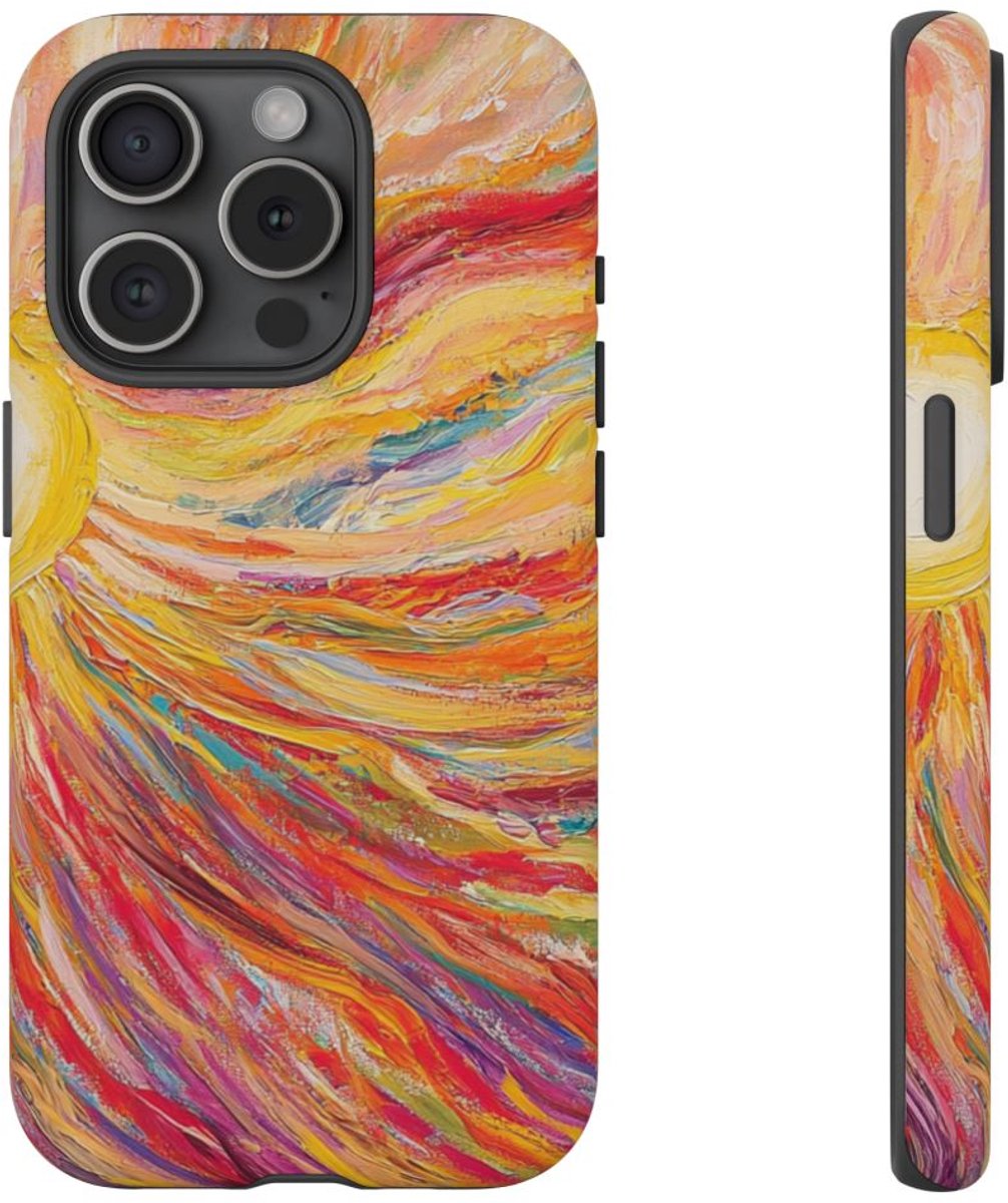 Vrolijke Abstracte Zonnestraal – Telefoonhoesje Geschikt voor iPhone 15 Pro