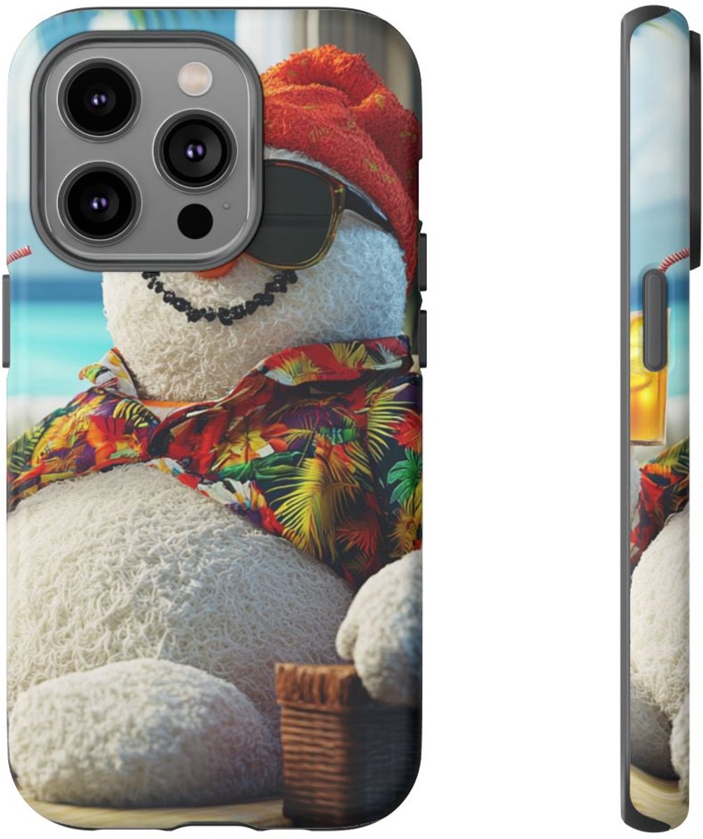 Sneeuwpop met Hawaiishirt en Zonnebril – Telefoonhoesje Geschikt voor iPhone 14 Pro