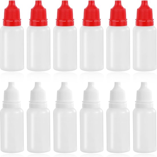 QUUPY 24 Stuks Lege Druppelflesjes 15ml - Navulbare Kunststof Knijpflessen Voor Oogdruppels Of Cosmetica