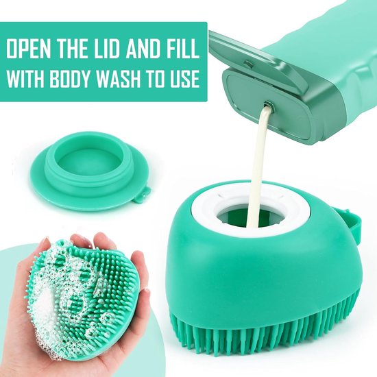 Badborstel voor huisdieren – kwast met shampoo-dispenser
