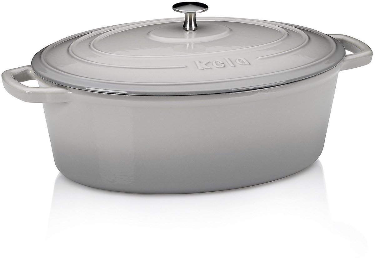 Braadpan Gietijzer Ovaal Grijs 33 x 26 cm - Kela | Calido