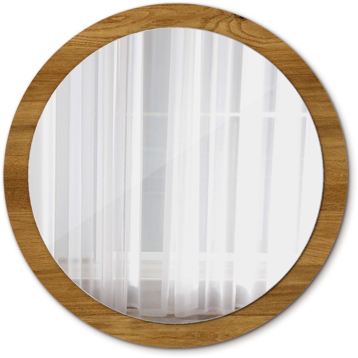 Tulup Spiegel - Ronde Spiegel - Spiegel op gehard Glas - Rustiek eiken - Diameter: 100 cm - Design Spiegel - Scandinavisch Design - Bruine - Slaapkamerspiegel - Badkamerspiegel - Make-upruimte - Kaptafel - Make-up Spiegel - Ronde vorm