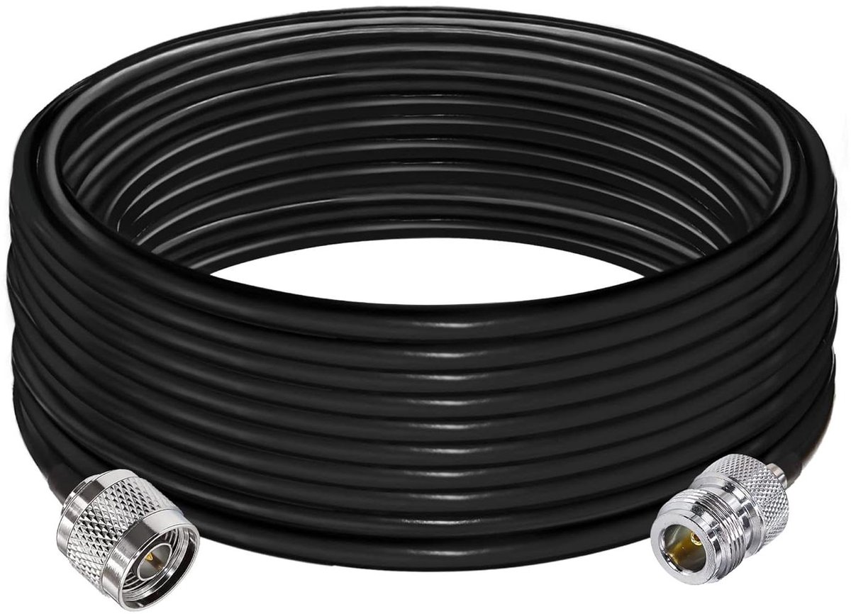 Image of JGS Premium - Coaxkabel RG58 10 meter - N mannelijk naar N vrouwelijk - Laag verlies - Zwart - WiFi-router Antenne - 3G 4G LTE