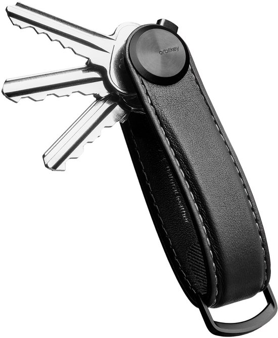 Zwarte Orbitkey met vier zilveren sleutels en een zwart draai-element met het logo.