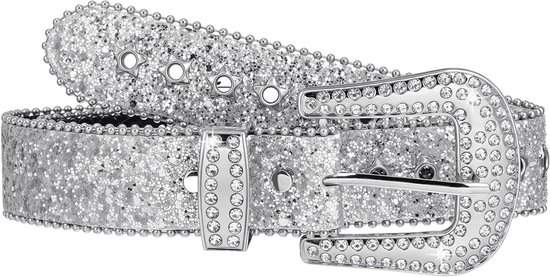 Foto: Allecto plus strass riem voor vrouwen westerse cowboystijl sprankelend zilver luxe bling diamant riem jeans broek jurk 10094 350 cm