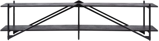 Meuble TV industriel Zwart (220 cm) - Meuble TV industriel rural Zwart - Armoires TV - Meubles TV - Commode TV industriel Zwart - Meuble TV mural - Meuble Télévision - Meuble Télévision