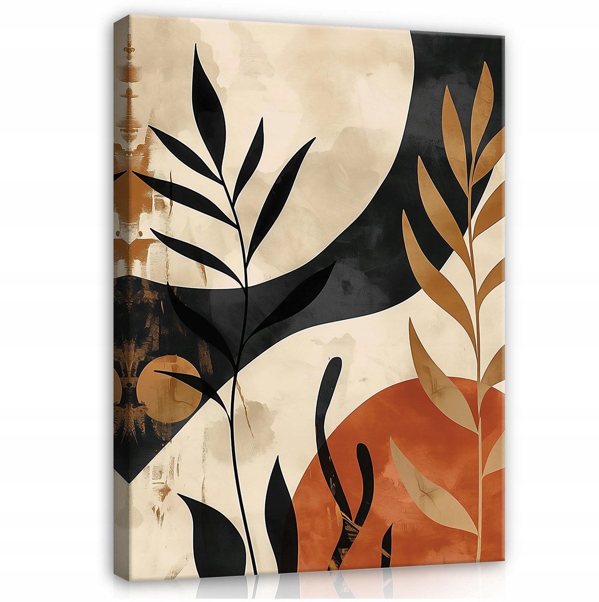 WALLARENA Canvas schilderij - 120x80 cm - moderne boho bladeren voor slaapkamer en woonkamer multikleurig