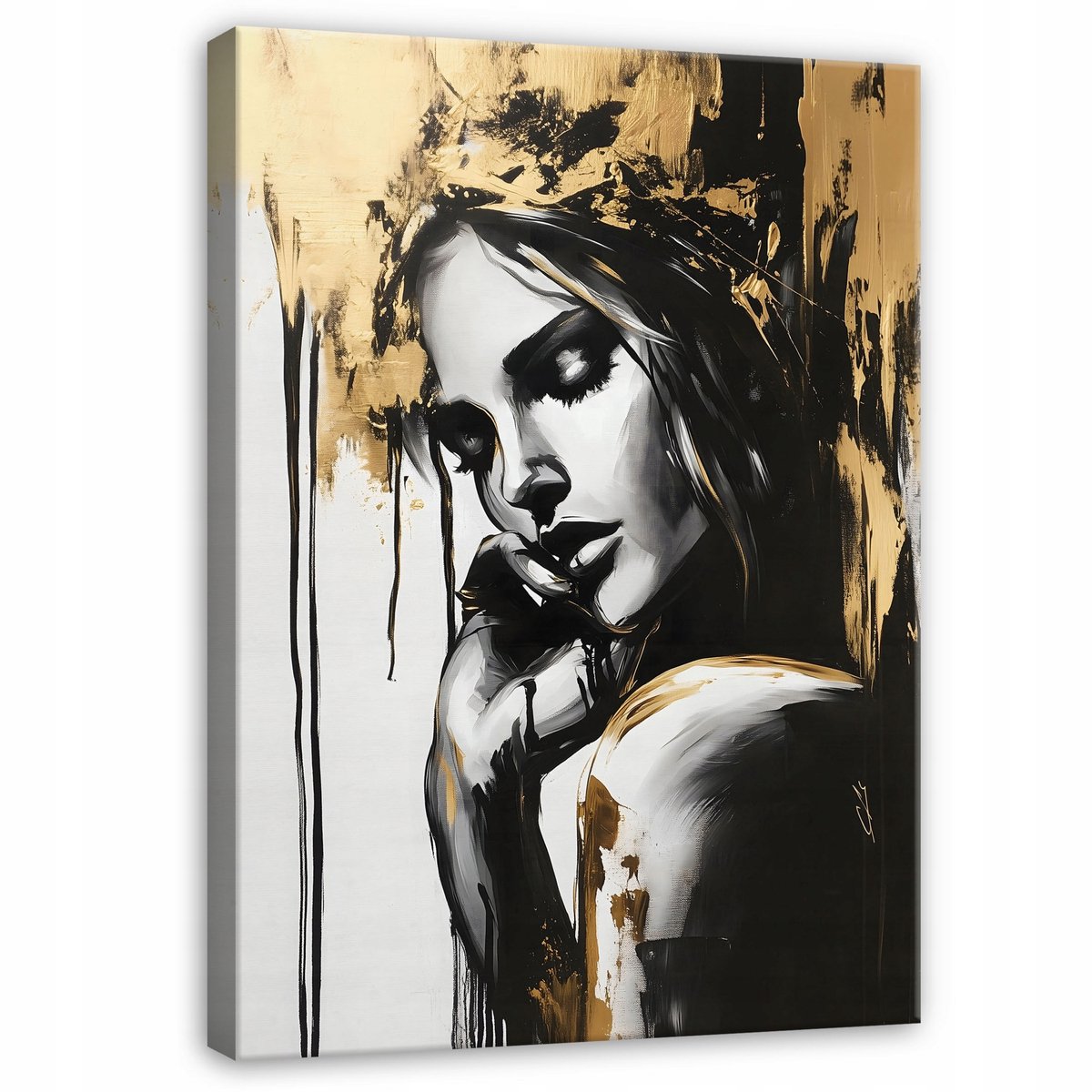 WALLARENA Canvas schilderij - 120x80 cm - abstracte vrouwengezicht voor slaapkamer en woonkamer multikleurig