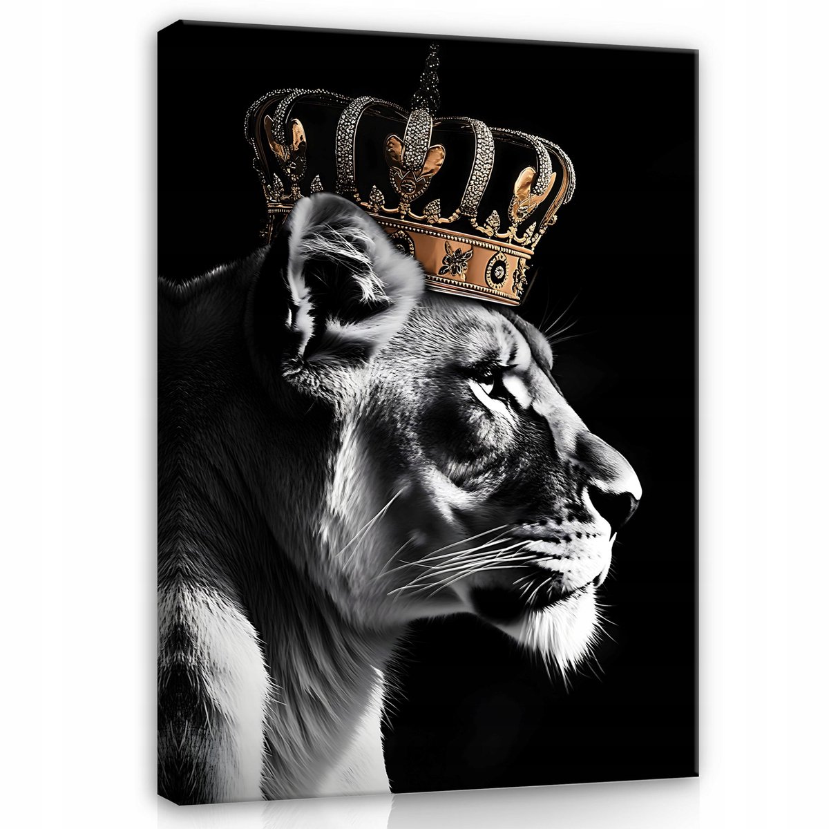 WALLARENA Canvas schilderij - 100x70 cm - Motivatie afbeelding van een leeuw met een kroon voor de slaapkamer of woonkamer multikleurig