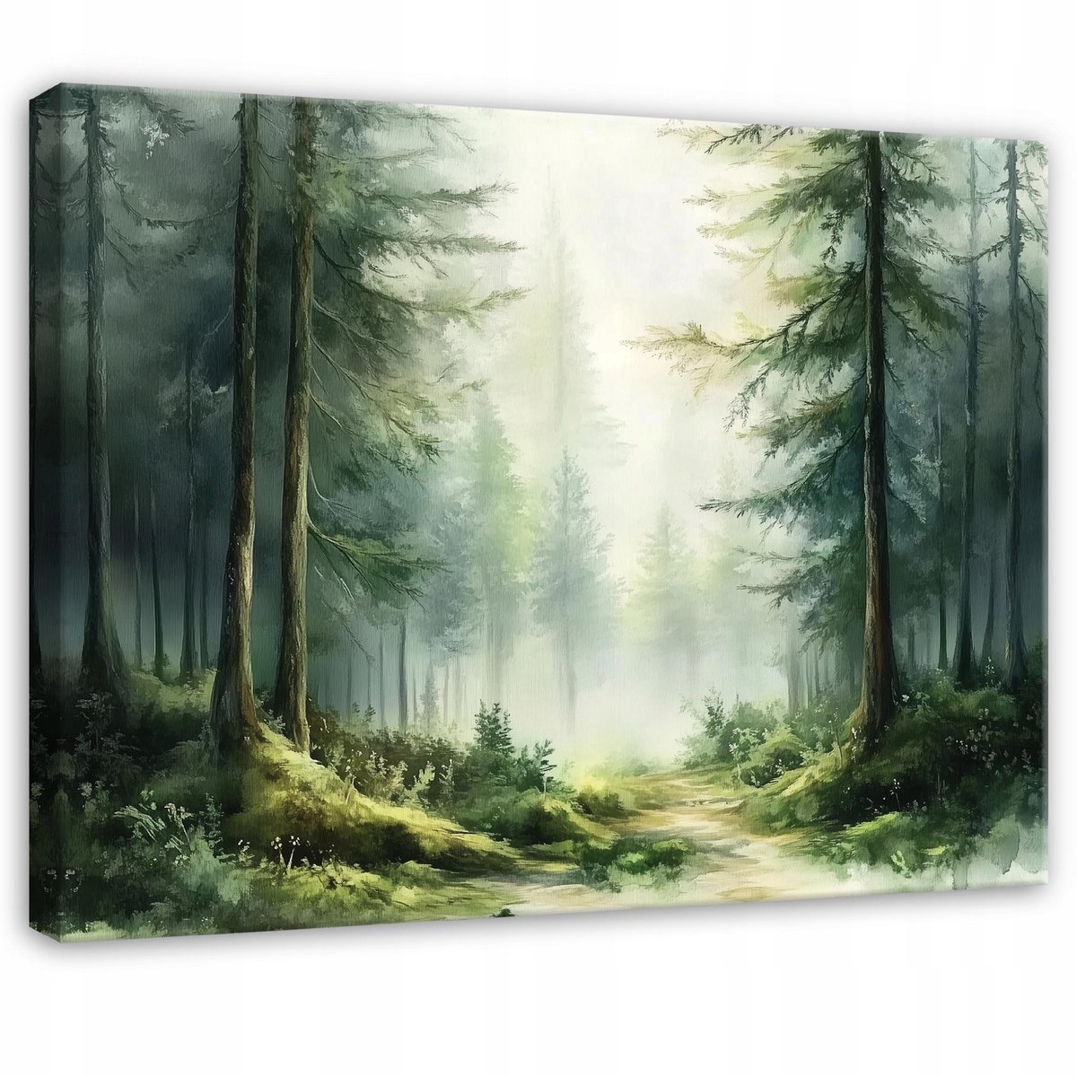 WALLARENA Canvas schilderij - 40x30 cm - 3D afbeelding van een bos met bomen, natuur voor slaapkamer, woonkamer en keuken multikleurig