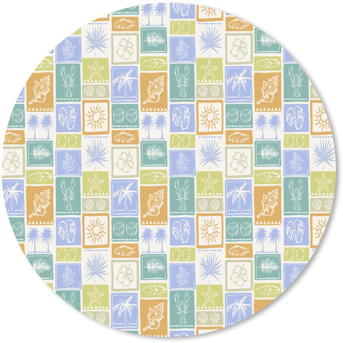 Muismat rond 40x40 cm - Mousepad Kust - Zee - Zon - Strand - Ronde muismatten