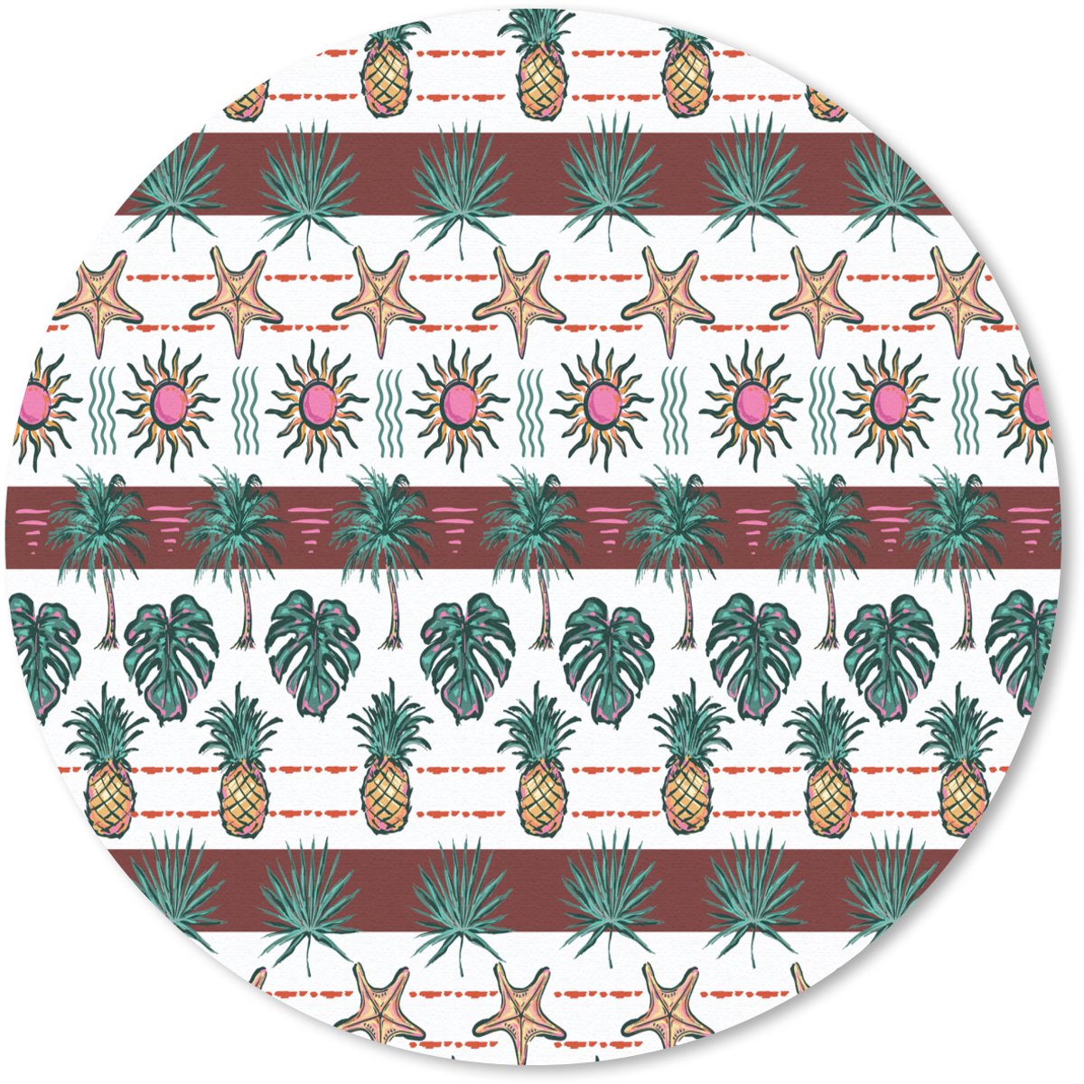 Muismat rond 20x20 cm - Mousepad Kust - Zee - Tropisch - Multi - Ronde muismatten