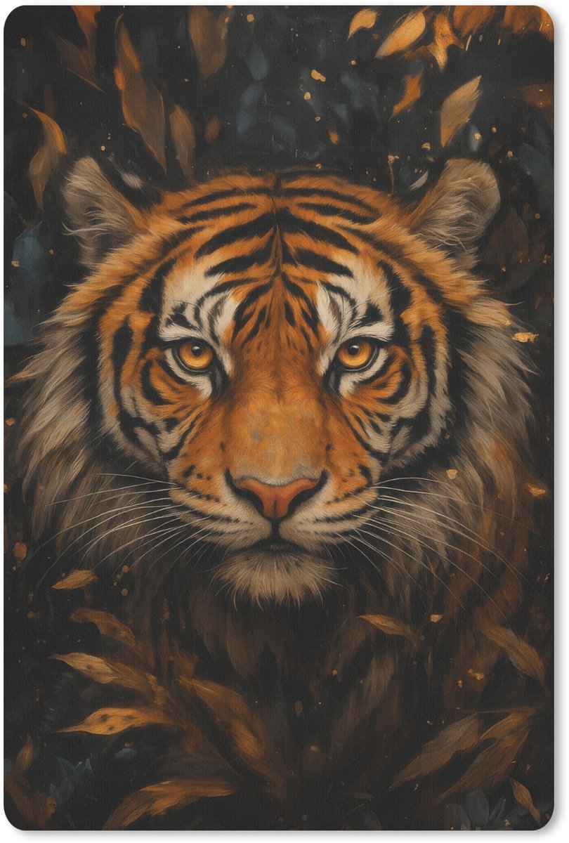 Muismat 18x27 cm - Mousepad Bladeren - Tijger - Oranje - Muismatten