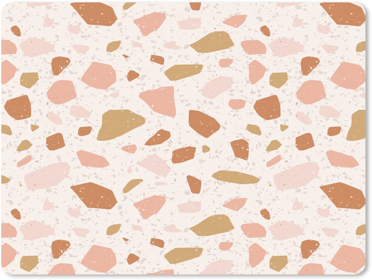 Muismat 23x19 cm - Mousepad Terrazzo - Patroon - Kleurrijk - Zalm - Muismatten