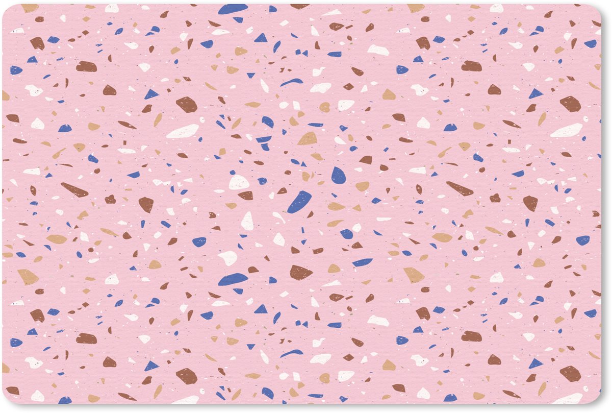 Muismat 27x18 cm - Mousepad Terrazzo - Patroon - Kleurrijk - Roze - Muismatten
