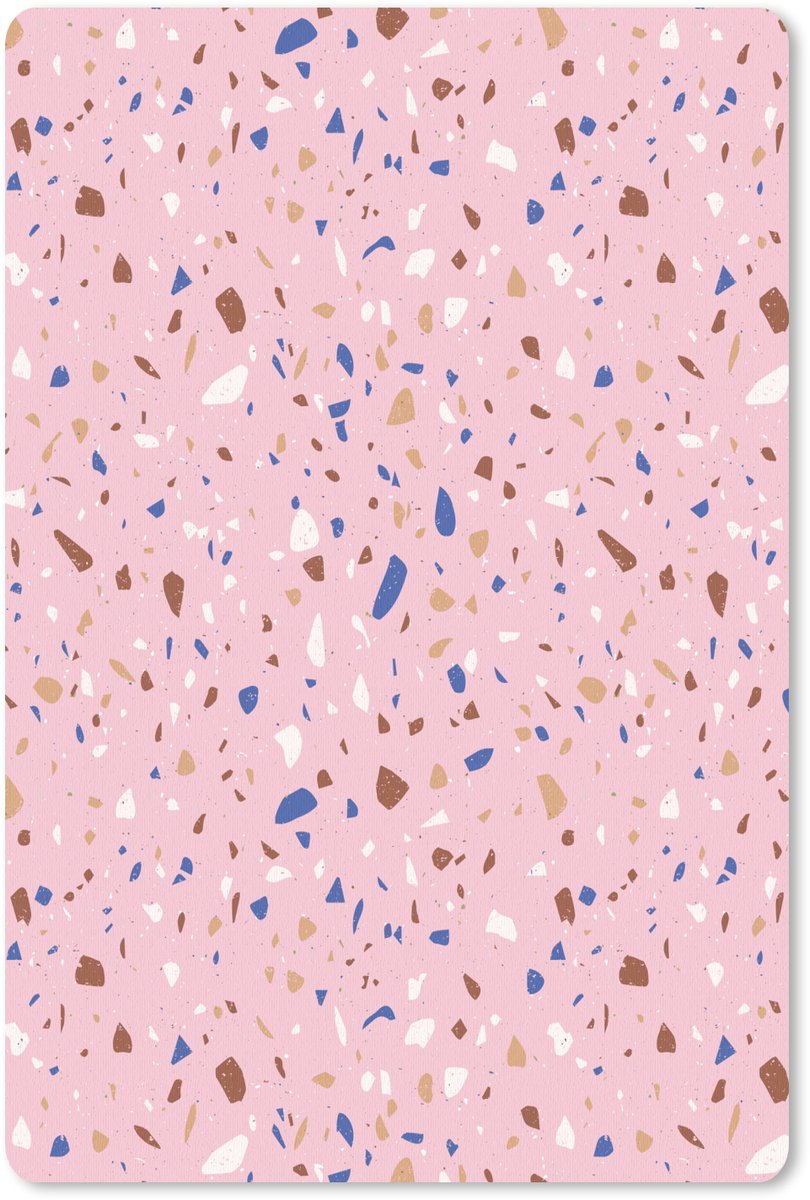 Muismat 18x27 cm - Mousepad Terrazzo - Patroon - Kleurrijk - Roze - Muismatten