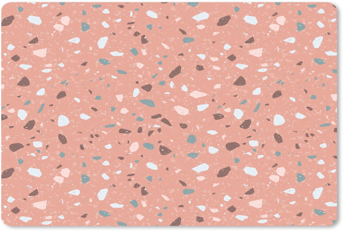 Muismat 27x18 cm - Mousepad Terrazzo - Patroon - Kleurrijk - Roze - Blauw - Muismatten