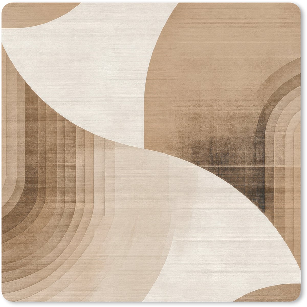 Muismat 20x20 cm - Mousepad Retro - Geometrische lagen - Aardetinten - Muismatten
