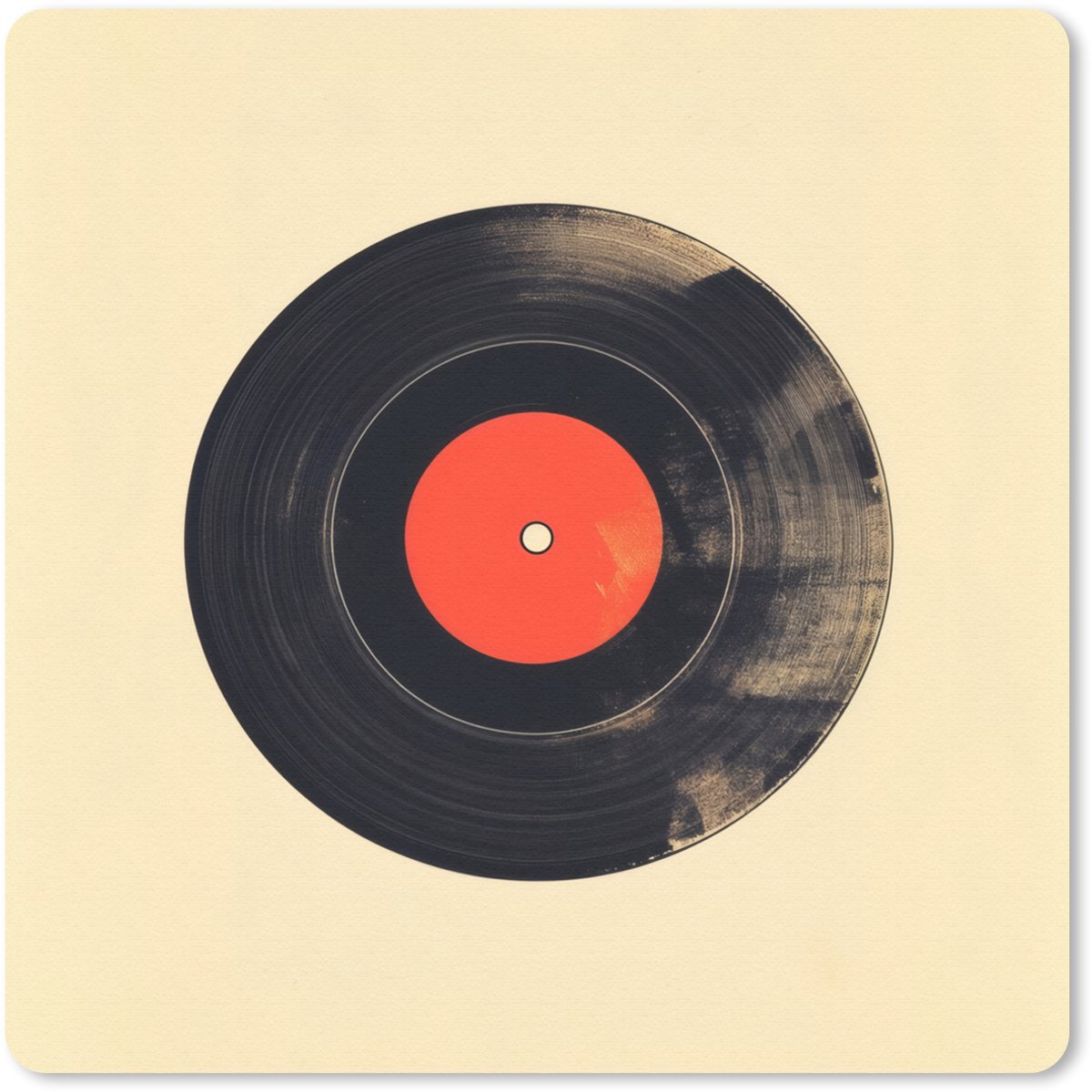 Muismat 30x30 cm - Mousepad Illustratie - Vinylplaat - Beige - Vintage - Muismatten
