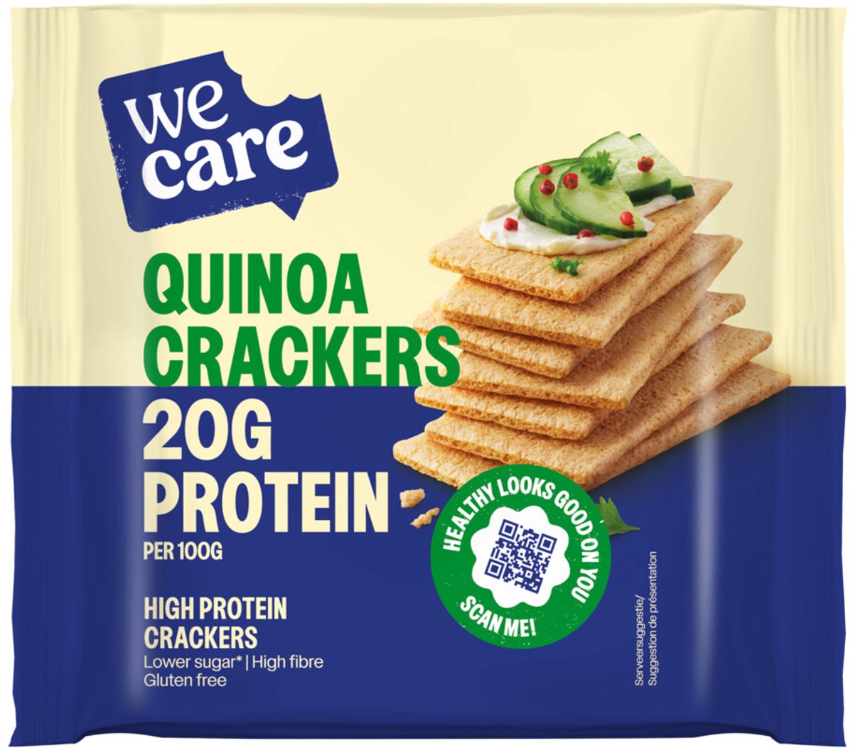 WeCare High Protein Crackers Quinoa - 3 x 100 gr - Voordeelverpakking