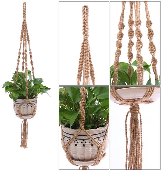 GIEEU Macram Plantenhanger Boho stijl Hangende Plantenhouder 100 gieeu-macram-plantenhanger-boho-stijl-hangende-plantenhouder-100