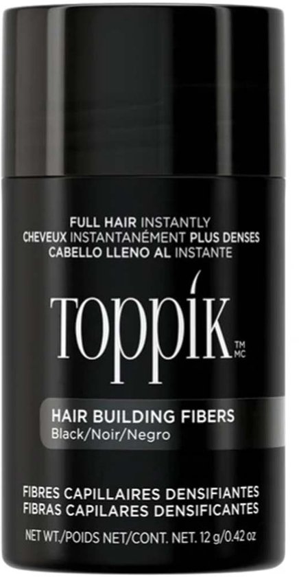 Toppik Hair Building Fibers Zwart - 12 gram - Cosmetische Haarverdikker - Verbergt haaruitval - Direct voller haar