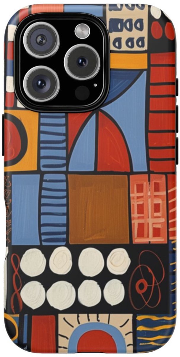 Kleurrijk Geometrisch Patroon – Telefoonhoesje Geschikt voor iPhone 16 Pro