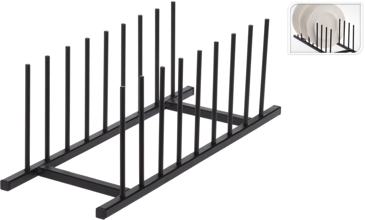 Plate Houder Metaal - Zwart, 34,5 x 12,5 cm