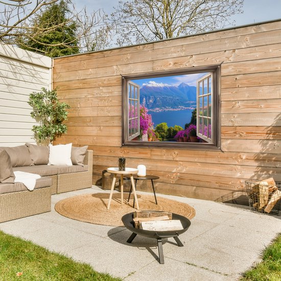 Affiche de jardin 120x80 cm - Décoration de jardin Vue - Berg - Paysage - Vue - Lac - Affiche pour le jardin - Décoration extérieure - Tableau de jardin clôture - Décoration murale sur toile de jardin - Décoration murale sur toile de balcon