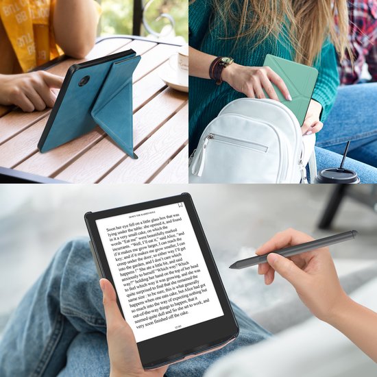 kwmobile e-reader hoesje geschikt voor Kobo Libra Colour hoes - Ereader flip case met standaard - E reader cover van kunstleer - In mintgroen van Merkloos — afbeelding 3