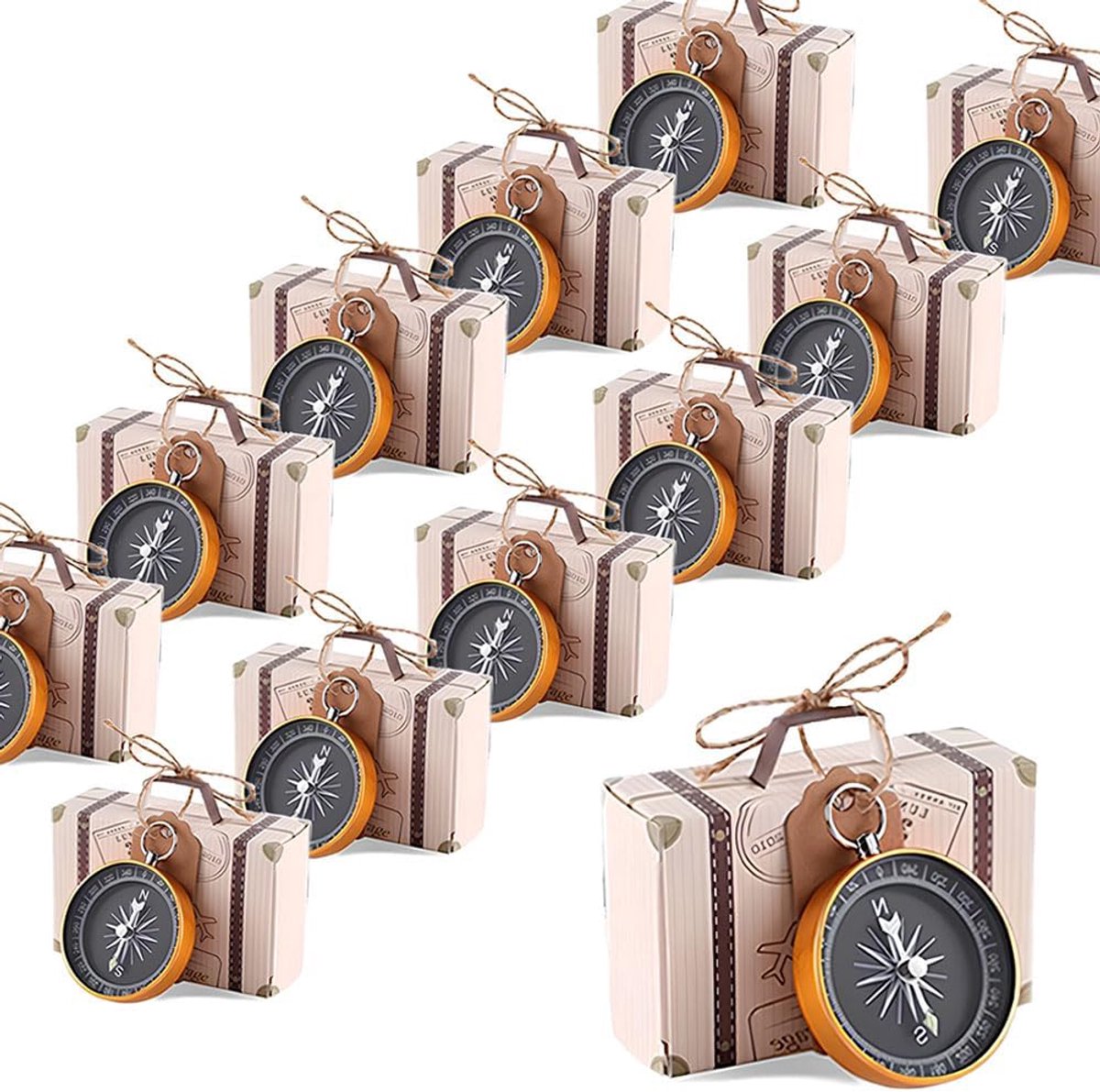 Gastgeschenken met Kompas en Krachtetiketten - 20 Stuks - Goudkleurig