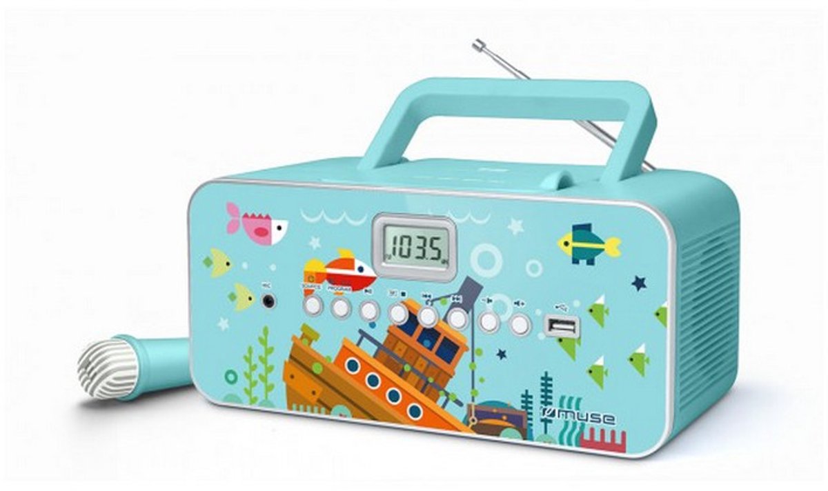 Muse M-29KB - Draagbare radio/CD-/MP3-speler met microfoon blauw