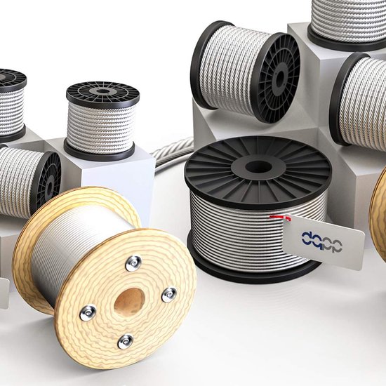 Câble en acier DQ- PP , 3 mm, 20 m, acier inoxydable INOX, 7 x 19 souple, câble en acier pour aide à l'escalade, câble en acier inoxydable, fil d'acier, câble forestier, câble de treuil, câble de tension, câble de garde-corps