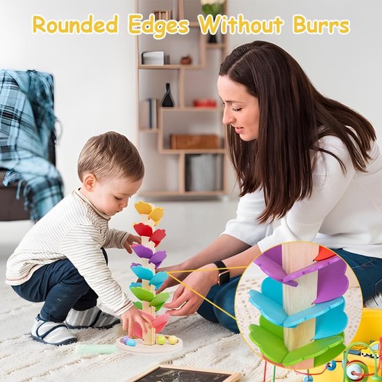 Arc-en-ciel – Circuit à Billes En Bois Montessori – Jouet éducatif Sonore, 3 Ans Et +, Filles Et Garçons