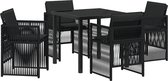 vidaXL - Tuin - Eettafel - Set - 5 - pcs - Zwart - Poly - rattan