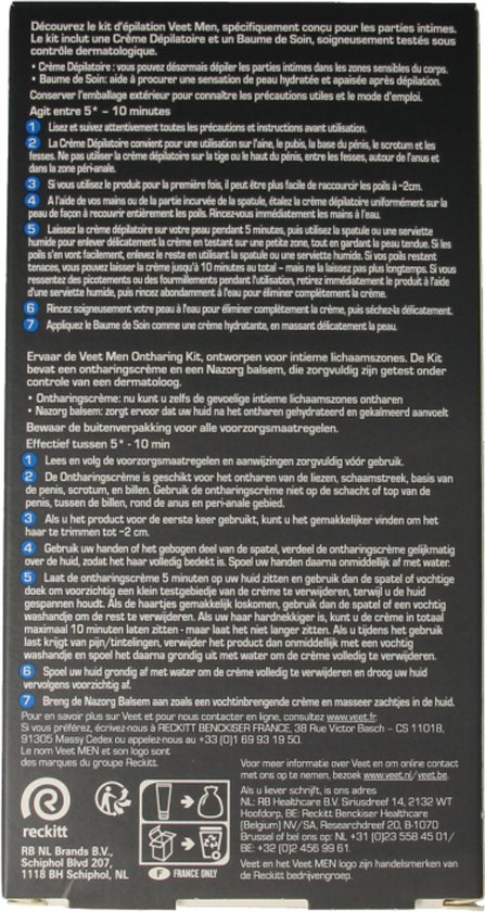 Veet - Men - Ontharingskit voor Intieme Delen - Ontharingscrème en Aftercare - 100 ml + 50 ml