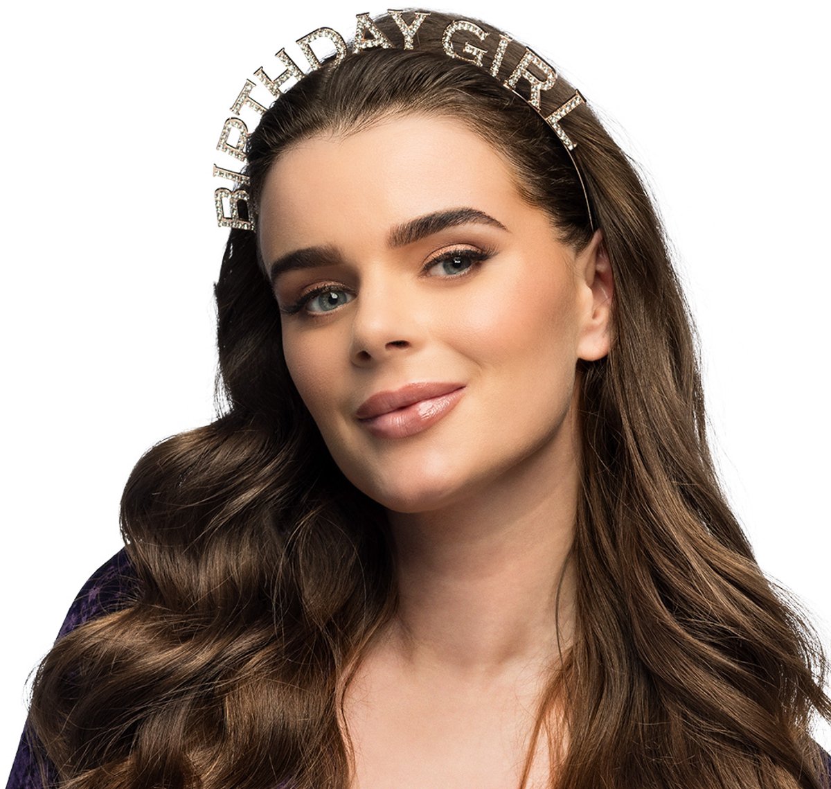 Boland - Metalen diadeem 'Birthday girl' Roségoud - Één maat - Kinderen en volwassenen - Vrouwen - Verjaardag