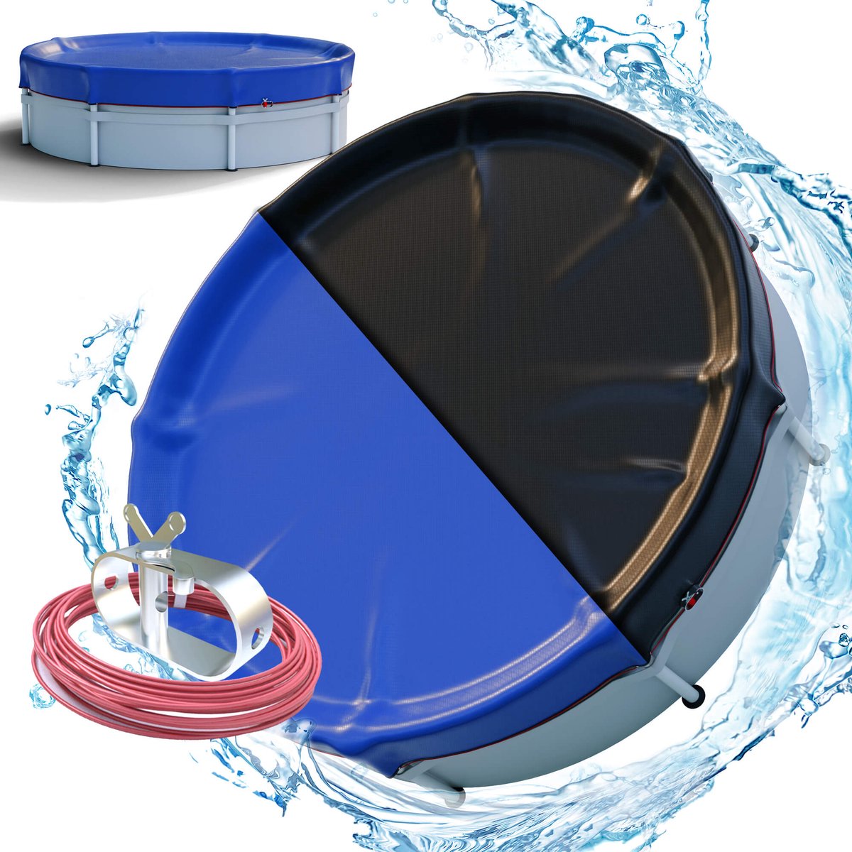 AREBOS® Zwembadafdekking rond Ø 460 cm (voor zwembaden van 366-400 cm) 2-in-1 zwembadafdekking van PE