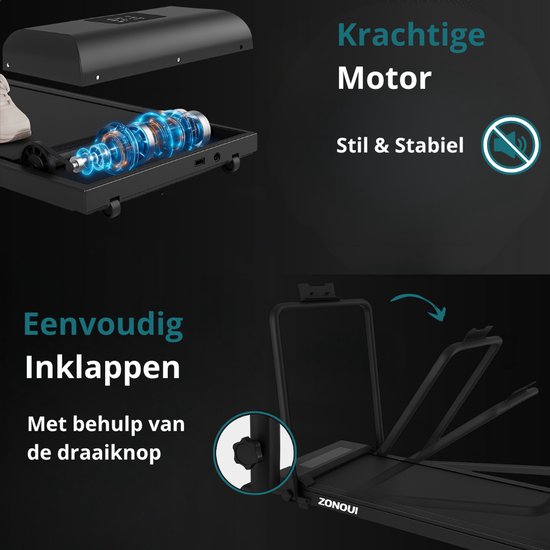 Zonovi Loopband - Wandelband onder bureau - 1-10 km/u - 120 KG
