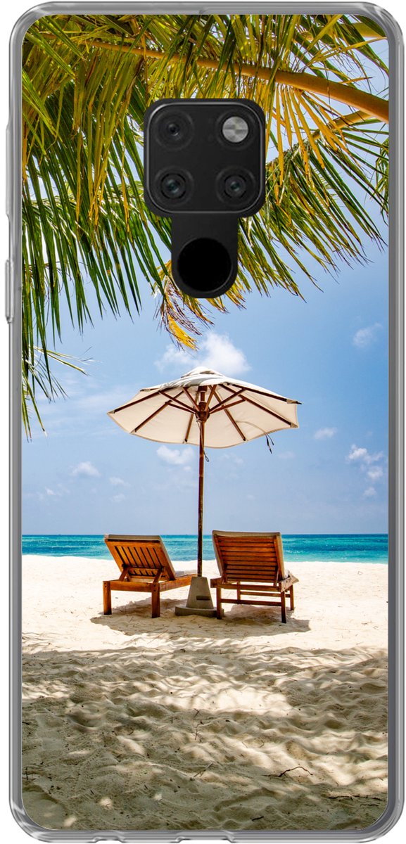 Telefoonhoesje Geschikt voor Huawei P40 Lite hoesje - Strand - Strandstoel - Parasol - Siliconen Telefoonhoesje Telefoonhoesje