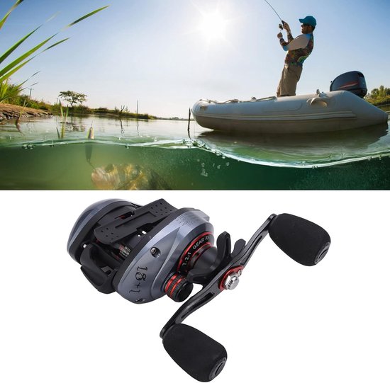 Allecto Plus - Baitcasting Reel met Dubbel Remsysteem Lang Werpende Spoel 7.2:1 Rood Hoge Snelheid voor Buiten Vissen (Linkshandig) — afbeelding 3